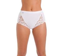 Ladies Combed Cotton Lace Briefs, High Leg Stretch 3 pack Knickers in White Sizes 10