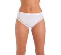Ladies Combed Cotton Lace Briefs, High Leg Stretch 3 pack Knickers in White Sizes 14