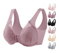 Ladies Comfort Front Fastening Bras for Women UK Push up Sports Women's Bra Plus Size Everyday Bras for the Elderly Comfy Cooling Breathable Underwear Deep V Neck Lace Sexy Lingerie Travel Essentials