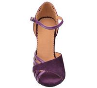 Ladies Comfort Square Teacher Beginner Practice Latin Dance Shoes Party Wedding Salsa Purple 4 UK