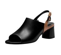 Ladies Comfortable Ankle Strap Block Heels Fish Mouth Back Hollow Sandals Female 2026 Hundred Partner In The Heel Thick Heel Non Summer Outside Wear Sandal Toe Tights for Women Tan Sandals (Black,6)
