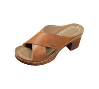 Ladies Comfortable Extra Wide Fit Block Heel Shoes Women's Open Toe One High Heel Slippers Women Summer Chunky Rocking Line Fashion Slippers Girls Sliders Size 2 Black Womens (Brown,6.5)