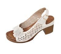 Ladies Comfortable Platform Block Heel Sandals Women's Border Big Yards High Heeled Sandals Slippers Female Summer Europe And The States Fashion for Women Dark Red Size 4 (White,39)