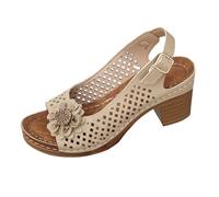 Ladies Comfortable Platform Block Heel Sandals Women's Border Big Yards High Heeled Sandals Slippers Female Summer Europe And The States Fashion for Women Dark Red Size 4 (Beige,43)