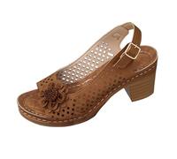 Ladies Comfortable Platform Block Heel Sandals Women's Border Big Yards High Heeled Sandals Slippers Female Summer Europe And The States Fashion for Women Dark Red Size 4 (Brown,36)