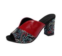 Ladies Comfortable Platform Low Heel Shoes Women's 2025 Summer Chunky Heel High Fish Mouth One Slippers Ladies Designer Sliders Swimming Slippers Girls (Red,5)