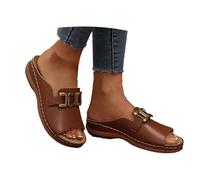 Ladies Comfortable Slippers for Everyday Casual Use Open Toe Design Slip On Style Perfect for Spring Summer Versatile for Relaxed Outfits, brown, 8.5 UK