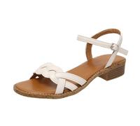 Ladies Comfortable Wide Fit Block Heel Shoes Women's Summer Soft Leather Roman Sandals Flat Bottom Open Toe Heel Woven One Beach Sandals White Sandles Wide Fit for Women Size 9 (White,4)