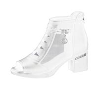 Ladies Comfortable Wide Fit Low Heel Shoes Mesh Boot For Women Breathable Shoes Casual Unisex Lightweight Work Sporty Breathable Work Black Sandal Heels Ladies Walking Sandals (White,6)