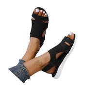 Ladies Comfy Sandals Uk Walking Sandals with Arch Support Wedge Washable Slingback Slip on Open Toe Platform Shoes Summer Casual Beach Thick Bottom Adjustable Sport Sandal for Plantar Fasciitis