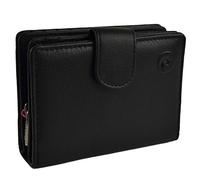 Ladies Compact Leather Tabbed RFID Protection Purse/Wallet by Mala; Origin Collection Classic Gift Boxed (Black)