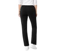 Ladies Corduroy Office Trousers Straight Leg Comfortable Elastic Waist Casual Pants (Black 14 Long)