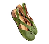 Ladies Cork Sole Closed Toe Sandals,Faux Suede Criss Cross Slingback Sandals with Cutout Details,Hollow Out Retro Flat Shoes,Comfortable Flat Summer Shoes for Vacation Casual Daily Outfit