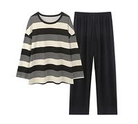 Ladies Cotton Pyjamas,Women Pyjamas Sets Cotton Long Sleeve Nightwear Sleepwear Pj Sets Long Sleeve Crew Neck Gradient Pullover And Loose Fit Pyjama Bottom Sleepwear Set Soft Breathe Loungewear Black