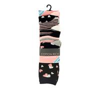 Ladies Cotton Rich Patterned Socks 5 Pk Size 4-7 Assorted Styles