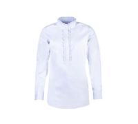 Ladies Country Overhead Frilly Blouse Women's Ruffled Oxford Cotton Shirt (UK, Numeric, 16, Regular, Regular, Blue)