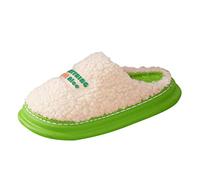 Ladies Couple Models Cotton Slipper Autumn Winter Slippers Cute Warm Plush Cotton Slippers None Slipper Work Shoes for Women (Green, 4)