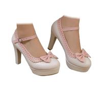 Ladies Court Shoes with Bow Patent Mary Jane Heels Bavarian Retro Design Pumps Vintage Oktoberfest Style Dirndl Shoes Traditional German Beer Festival Celebration White