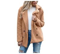 Ladies Cozy Winter Warm Cardigans with Buttons Casual Chunky Fleece Jacket Cardigan Hoodies Oversized Ladies Teddy Lapel Plush Faux Fur Coats Camel 3XL
