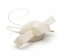 Ladies cream fascinator on alice band. Oval shaped cap with net loops and ostrich quills