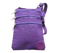Ladies Crinkled Nylon Small Cross Body Bag Organizer - Purple