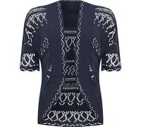 Ladies Crochet Bolero Knitted Shrug, Womens Casual Short Cap Sleeves Lightweight Open Front Cropped Stylish Sweater Top Cardigan UK Plus Size S-XXL, Navy Blue-XL