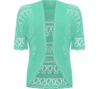 Ladies Crochet Bolero Knitted Shrug, Womens Casual Short Cap Sleeves Lightweight Open Front Cropped Stylish Sweater Top Cardigan UK Plus Size S-XXL, Mint-S