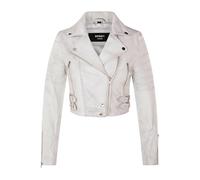 Ladies Cropped Jacket Short Body Gothic Top White Chic Biker REAL LEATHER Jacket 3XL