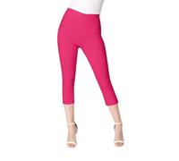Ladies' Cropped Trousers UK - Women's Capri Pants, Summer Stretch 3/4 Length Pedal Pushers, Elasticated Bengaline Cut-Offs, Three-Quarter Length Shorts (UK, Numeric, 10, Regular, Regular, Cerise)