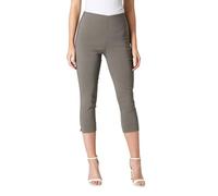 Ladies' Cropped Trousers UK - Women's Capri Pants, Summer Stretch 3/4 Length Pedal Pushers, Elasticated Bengaline Cut-Offs, Three-Quarter Length Shorts (UK, Numeric, 18, Regular, Regular, Mocha)