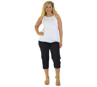 Ladies' Cropped Trousers UK - Women's Capri Pants, Summer Stretch 3/4 Length Pedal Pushers, Elasticated Bengaline Cut-Offs, Three-Quarter Length Shorts (UK, Numeric, 18, Regular, Regular, Black)