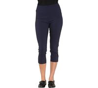 Ladies' Cropped Trousers UK - Women's Capri Pants, Summer Stretch 3/4 Length Pedal Pushers, Elasticated Bengaline Cut-Offs, Three-Quarter Length Shorts (UK, Numeric, 10, Regular, Regular, Navy Blue)