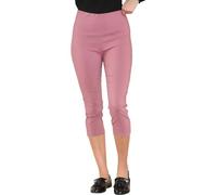 Ladies' Cropped Trousers UK - Women's Capri Pants, Summer Stretch 3/4 Length Pedal Pushers, Elasticated Bengaline Cut-Offs, Three-Quarter Length Shorts (UK, Numeric, 20, Regular, Regular, Dusky Pink)