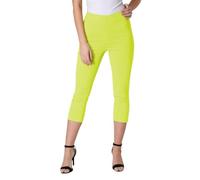 Ladies' Cropped Trousers UK - Women's Capri Pants, Summer Stretch 3/4 Length Pedal Pushers, Elasticated Bengaline Cut-Offs, Three-Quarter Length Shorts (UK, Numeric, 10, Regular, Regular, Yellow)