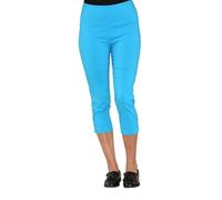 Ladies' Cropped Trousers UK - Women's Capri Pants, Summer Stretch 3/4 Length Pedal Pushers, Elasticated Bengaline Cut-Offs, Three-Quarter Length Shorts (UK, Numeric, 14, Regular, Regular, Turquoise)
