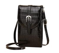 Ladies Crossbody Purses For Women Casual Crossbody Bag Adjustable Strap Shoulder Bag With Visual Mobile Phone Window Shoulder Holster Bag (Black, One Size)