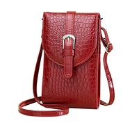 Ladies Crossbody Purses For Women Casual Crossbody Bag Adjustable Strap Shoulder Bag With Visual Mobile Phone Window Shoulder Holster Bag (Red, One Size)