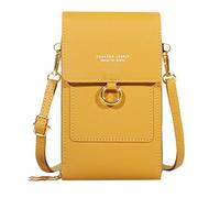 Ladies Crossbody Purses Women Casual Crossbody Bag Adjustable Strap Shoulder Bag With Visual Mobile Phone Window Canvas Shoulder Bag (Yellow, One Size)