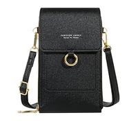 Ladies Crossbody Purses Women Casual Crossbody Bag Adjustable Strap Shoulder Bag With Visual Mobile Phone Window Lunch Bag with Shoulder Strap (Black, One Size)