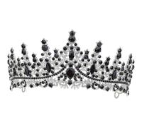 Ladies Crowns, Sparkling Rhinestone Crowns, Vintage Baroque Crystal Crown for Party Accessories, Bridal, Birthday, Holiday Ball tiara, Multi-coloured Fashionable Princess Crown (argent black)