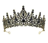 Ladies Crowns, Sparkling Rhinestone Crowns, Vintage Baroque Crystal Crown for Party Accessories, Bridal, Birthday, Holiday Ball tiara, Multi-coloured Fashionable Princess Crown (Golden black)