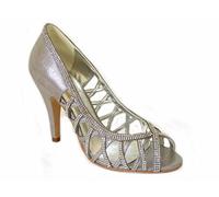 Ladies Cut Out See Through Diamante Shoes Womens Dressy Party PEEP Toe Heels Wedding Prom Bridal Size 3-8 (UK7/EUR40/US9, Silver (FEE11016-227))