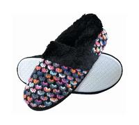 (3, Black) Dunlop - Ladies Cute Plush Winter Knitted House Slippers