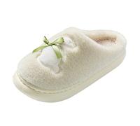 Ladies Cute Slippers - Womens Rabbit Slippers - Rabbit Bowknot Slipper Girlish Heart Princess Mules Close Toe Fluffy Slipper Faux Fur Lined Shoes Plush House Footwear Christmas For Her
