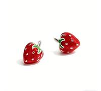 Ladies' Cute Strawberry Fruit Small Earrings, Ladies' Fun Red Mini Ear Bone Earrings, Suitable For Giving To Nieces, Daughters, Girlfriends