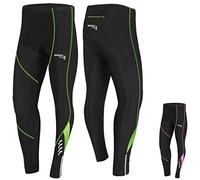 Ladies Cycling Tights Padded Winter Thermal Pants Womens Cycle Bicycle Trousers (Black/Green, X-Large)