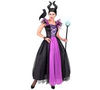 Ladies Dark Fairy Costume Evil Queen Malefica Halloween Fancy Dress