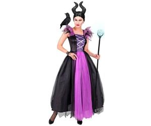 Ladies Dark Fairy Costume Evil Queen Malefica Halloween Fancy Dress