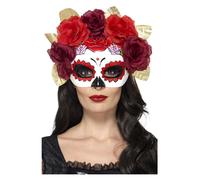 Ladies Day of the Dead Mexican Senorita Roses Costume Eye Mask Halloween