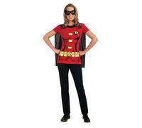 LADIES DC ROBIN SUPERHERO T-SHIRT TOP WITH CAPE